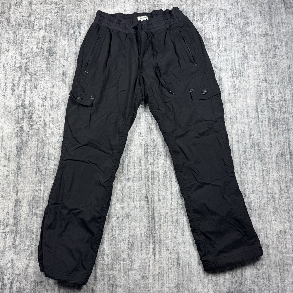 Women's L.L.Bean Vista Camp Cargo Pants Black Drawstring Elastic Waistband